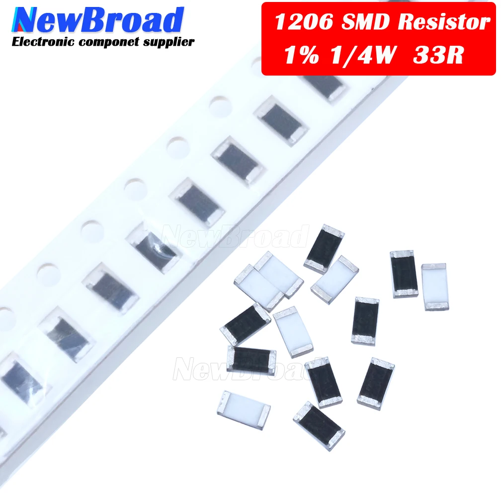 100 шт. 1206 SMD резистор 1% 33 Ом чиповый 0 25 Вт 1/4 33R | Электронные компоненты и