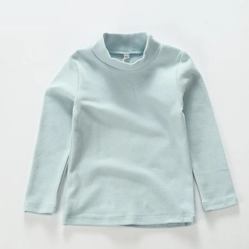 blue t shirt Футболки для маленьких мальчиков и девочек на весну, осень и зиму, рубашки с высоким воротником, детские топы с длинными рукавами, футболки, нижнее белье, детская одежда - Цвет: blue t shirt