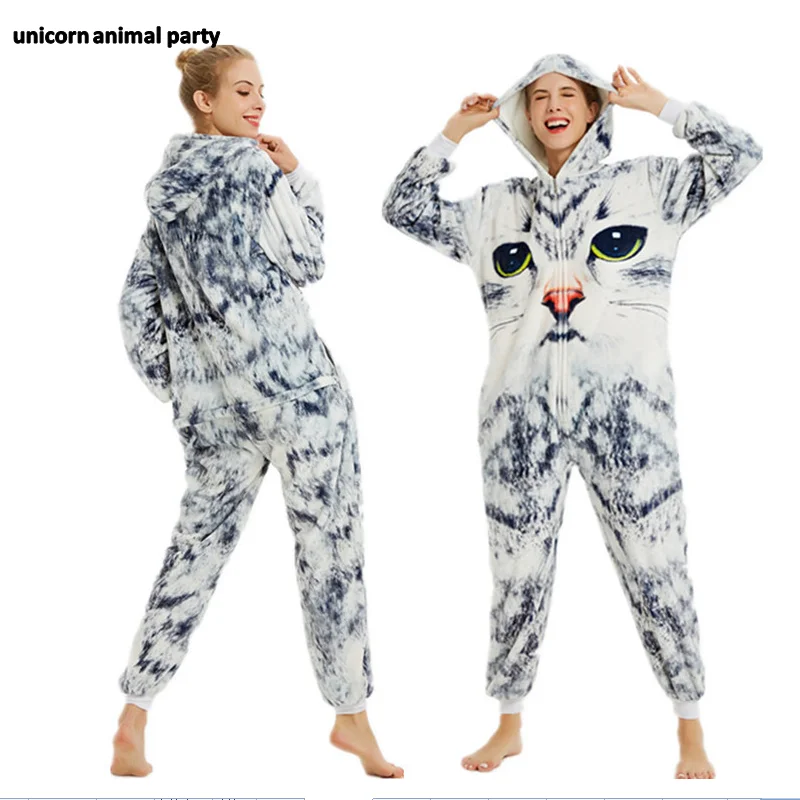 

Kigurumi Onesies Cosplay Men women 3d cat cartoon cosplay halloween Christmas Party family wear animal pajamas costume