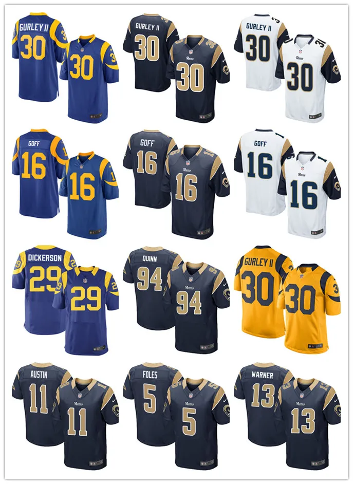 Stitiched,Los Angel Aaron Donald Todd Gurley Jared Goff Eric Tavon Austin Kurt Warner For YOUTH KIDS Jersey