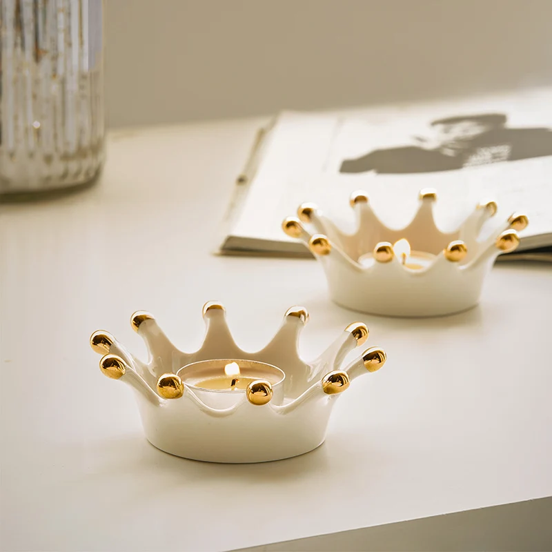 

Ceramic Crown Glassware Votive Tea Light Candle Holder Home Decor Wedding Bouquets & Receptions Baby Showers Event Planning