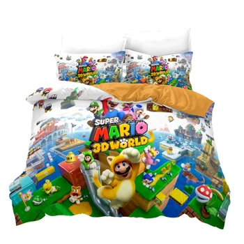 

Super Mario 3D World Bedding Set Classic Cartoon Comforter Bedding Sets Twin Full Queen King Chidren Bed Linen Digital Printing