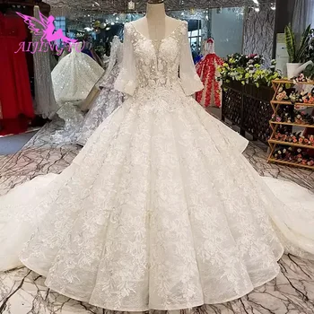 شراءAIJINGYU فساتين الزفاف الفاخرة الزواج أكثر لطيفة الأيائل ثوب الزفاف العروس قصيرة جديدة مع الترتر