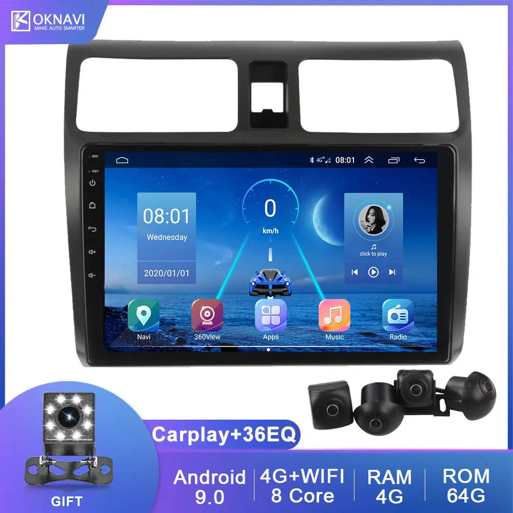 9 ''Andorid 0 для Suzuki Swift 2 2005 2010 автомобильный мультимедийный плеер 4G WIFI DSP камера Carplay Din радио GPS навигация без