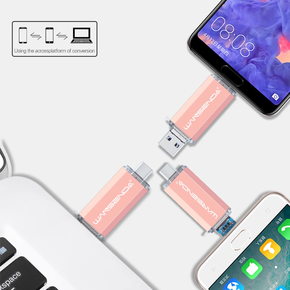WANSENDA высокоскоростной USB флеш-накопитель OTG 3 в 1 USB3.0& type-C& Micro USB флеш-накопитель 32 Гб 64 Гб 128 ГБ 256 ГБ 512 ГБ Флешка U диск
