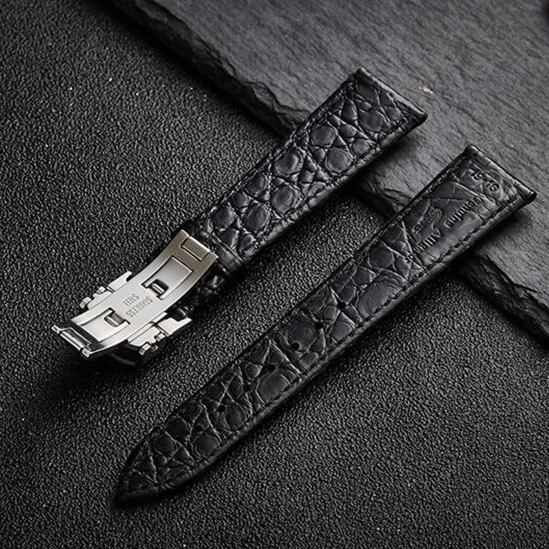 Double Sided Crocodile Genuine Leather Watchband 14mm -22mm Watch Band Alligator Watch Strap Band With Butterfly Buckle