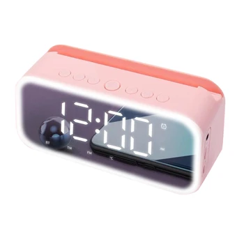 

Portable USB Bluetooth Mini Speaker FM radio alarm clock mirror audio TF card with LED display portable Call for phone speaker