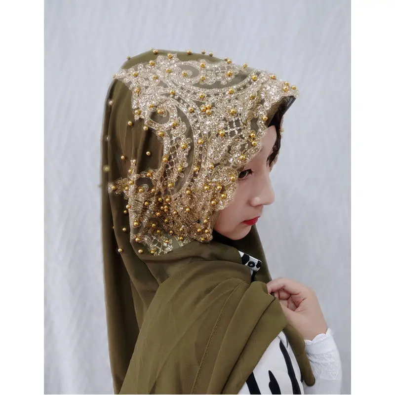 Hijab lenço de chiffon frisado para mulheres,