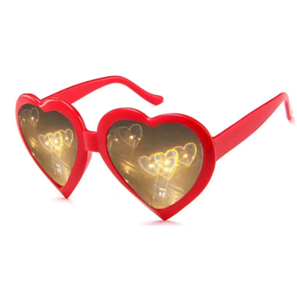 

New Love Heart Shaped Effect Glasses Watch The Lights Change To Heart Shape At Night Diffraction Glasses Women Fashion Sunglasse