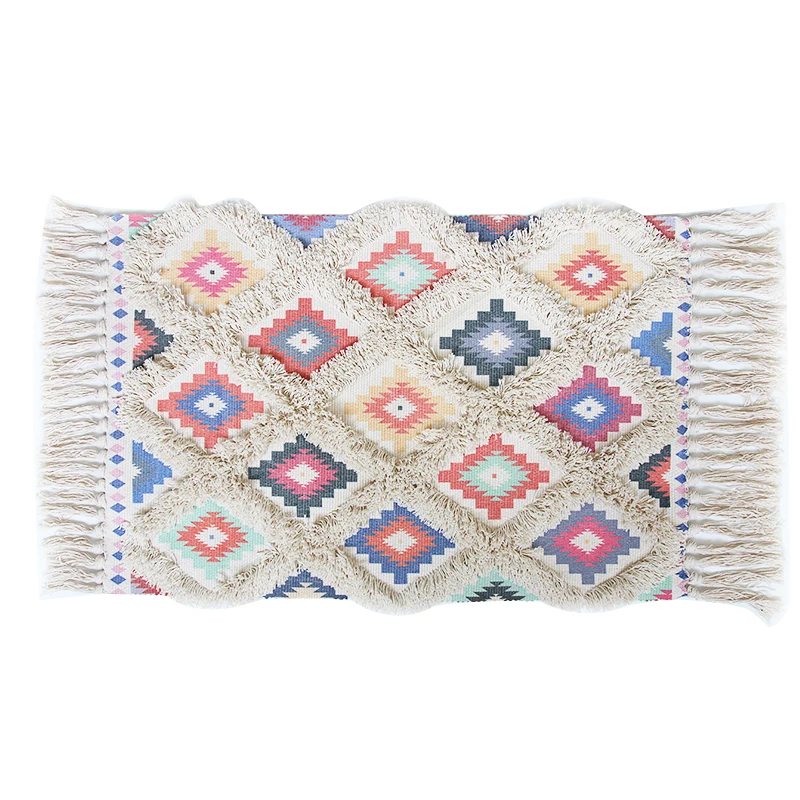 60x90 см хлопковый богемный коврик с геометрическим рисунком народный ворсовый коврик ковер с длинной бахромой прикроватный коврик для кухни длинный коврик для ног коврик для двери