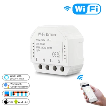 

DIY Smart WiFi Dimmer Switch 1/2 Way 150W Light LED Remote Control Switch Smart Life/Tuya APP Works with Alexa Echo Google Home