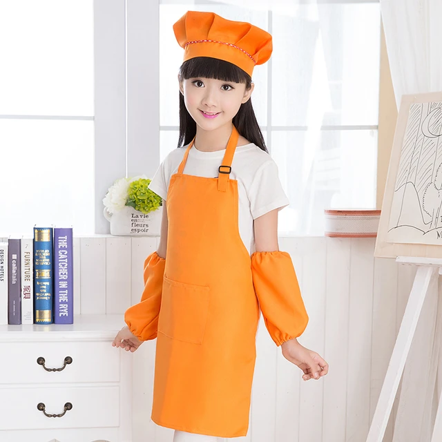 Delantales de cocina artísticos para niños, ropa de cocina con manga y  sombreros de Chef para pintar, hornear, 9 colores, 4 unidades por juego -  AliExpress