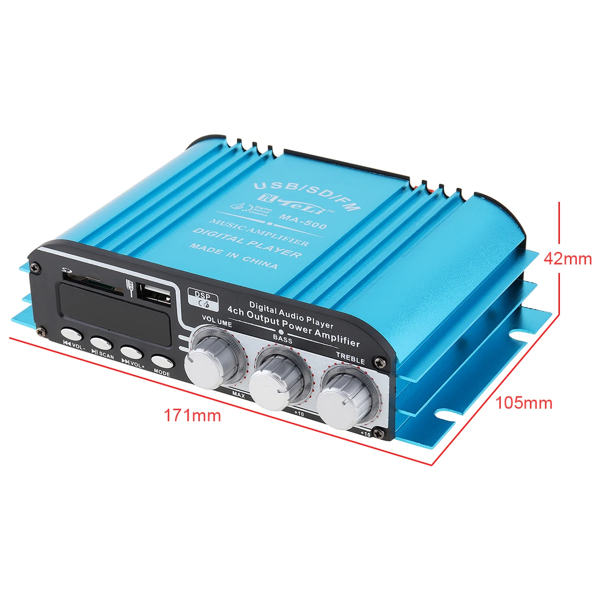 4CH автомобильный аудио усилитель мощности стерео FM радио плеер Поддержка SD USB DVD MP3 с пультом дистанционного управления для автомобиля мотоцикла домашний аудио