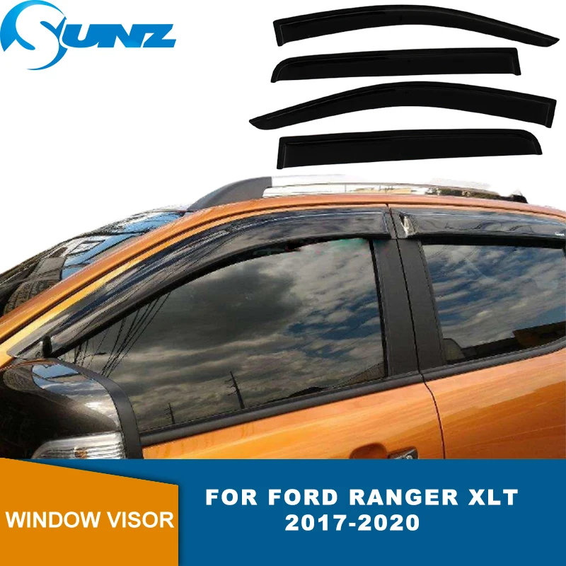 Side Wind Deflector For Ford Ranger XLT 2017 2018 2019 2020 2021 Black