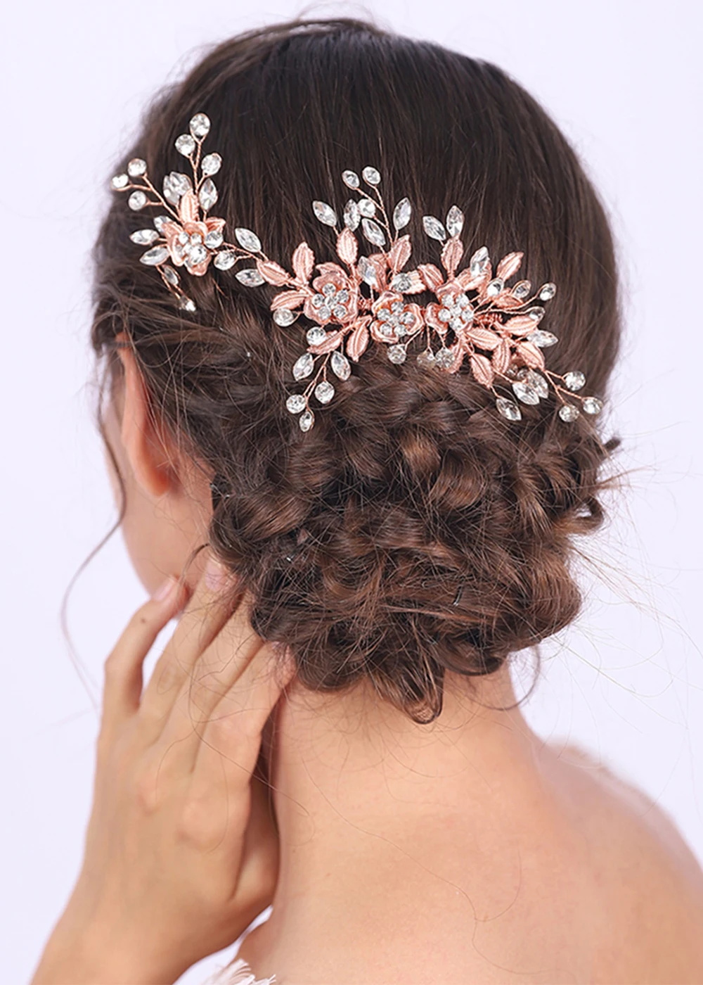 Женская заколка для волос классическая гребешок цвета розового золота блестящая