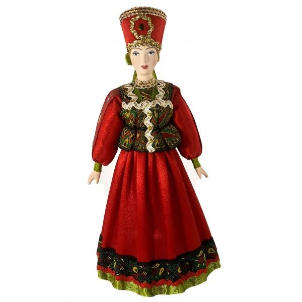 Фарфоровая кукла этнографическая коллекционная Красна девица в праздничном