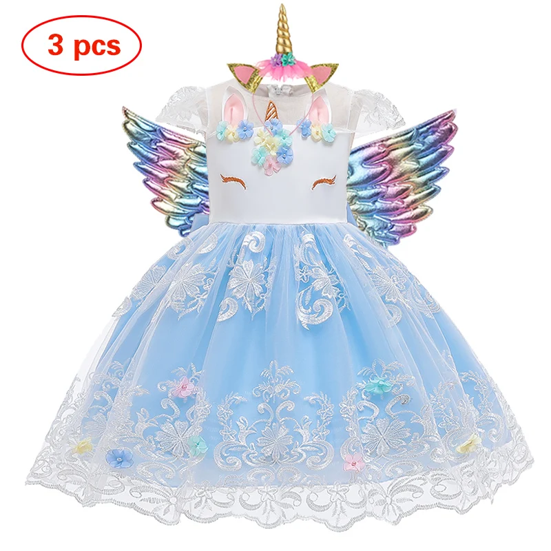 Платье-пачка с единорогом для маленьких девочек; Пастельное Радужное платье принцессы для девочек на день рождения; Детский костюм на Хэллоуин с единорогом для выступлений - Цвет: as picture