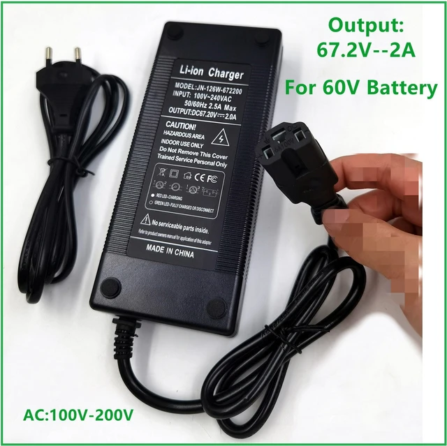 Output 67.2v2a Charger For 60v Li-ion Lithium Battery Electric Bike With Pc  Iec Connector - Chargers - AliExpress