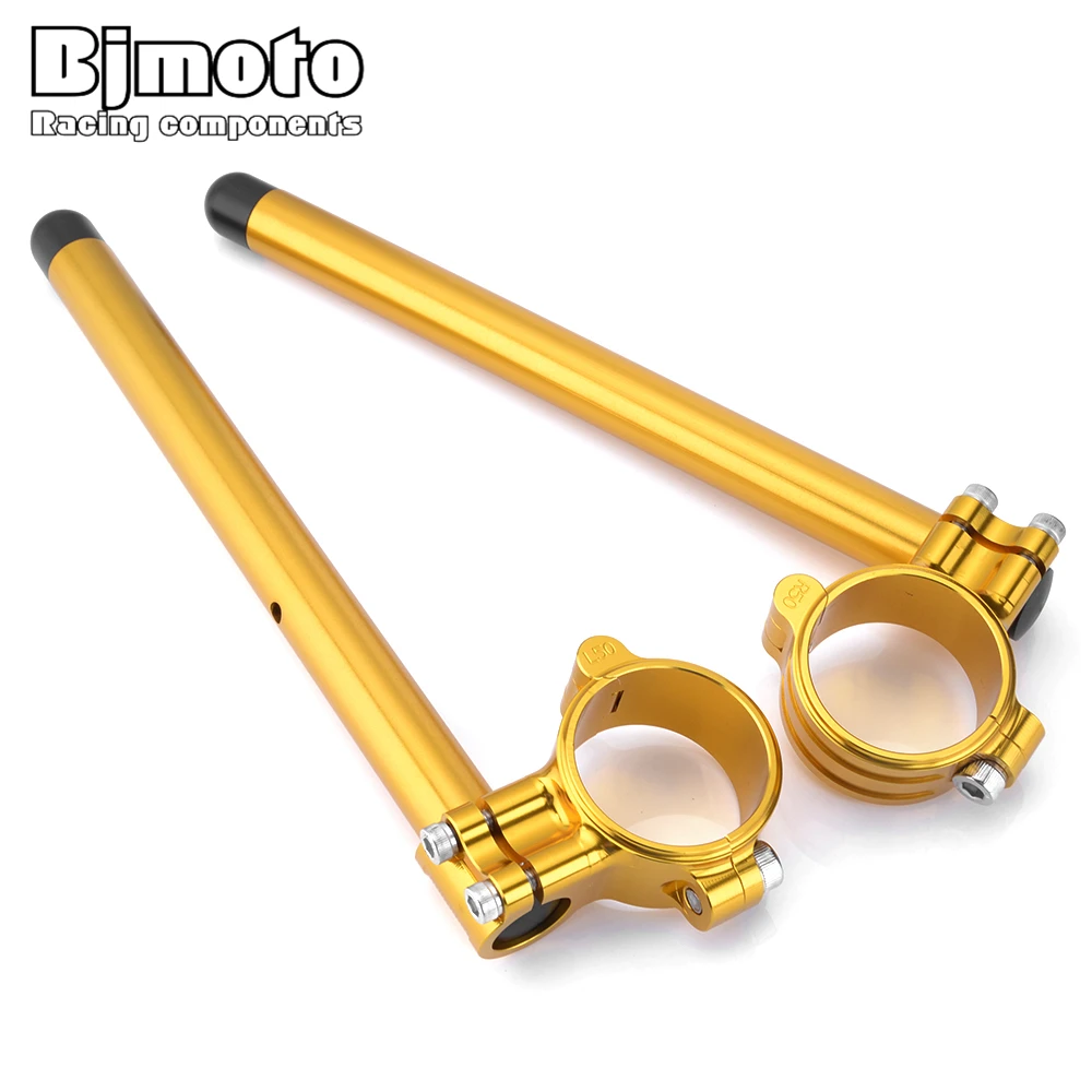 50mm Universal Motorcycle Clip On Fork handlebars CNC Aluminum Raised Clip On Fork 7/8'' 22mm Handle Bar Moto Black Gold Sliver