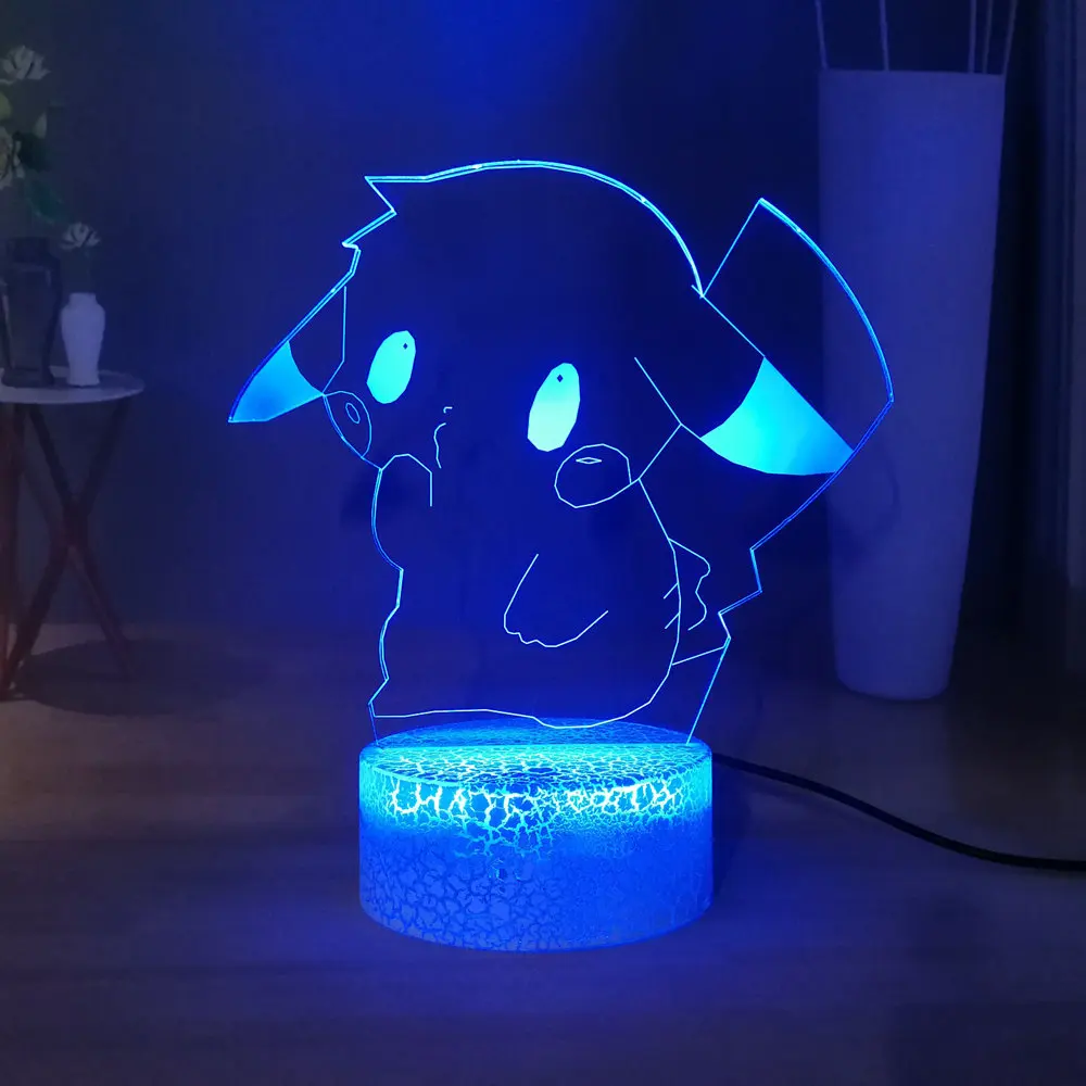 Милый ночник для спальни Покемон мультфильм Пикачу RGB многоцветный светодиодный детский ночник детский праздничный подарок Kawaii милое украшение комнаты
