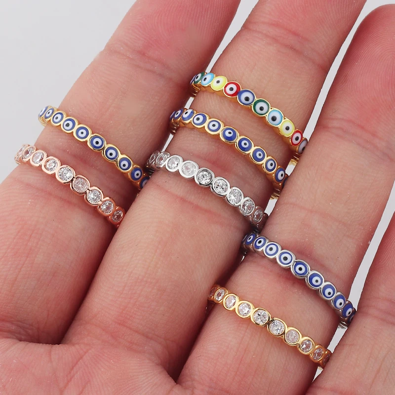 Lucky Eye Blue Turkish Evil Eye Open Ring Copper Gold Color Finger Rings Adjustable for Women Girls Men Fashion Jewelry