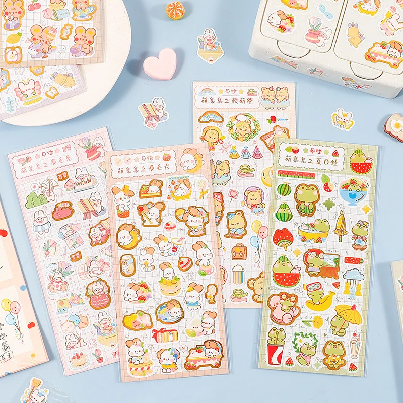 Позолоченные стикеры в виде животных из коллекции Kawaii Стикеры для скрапбукинга
