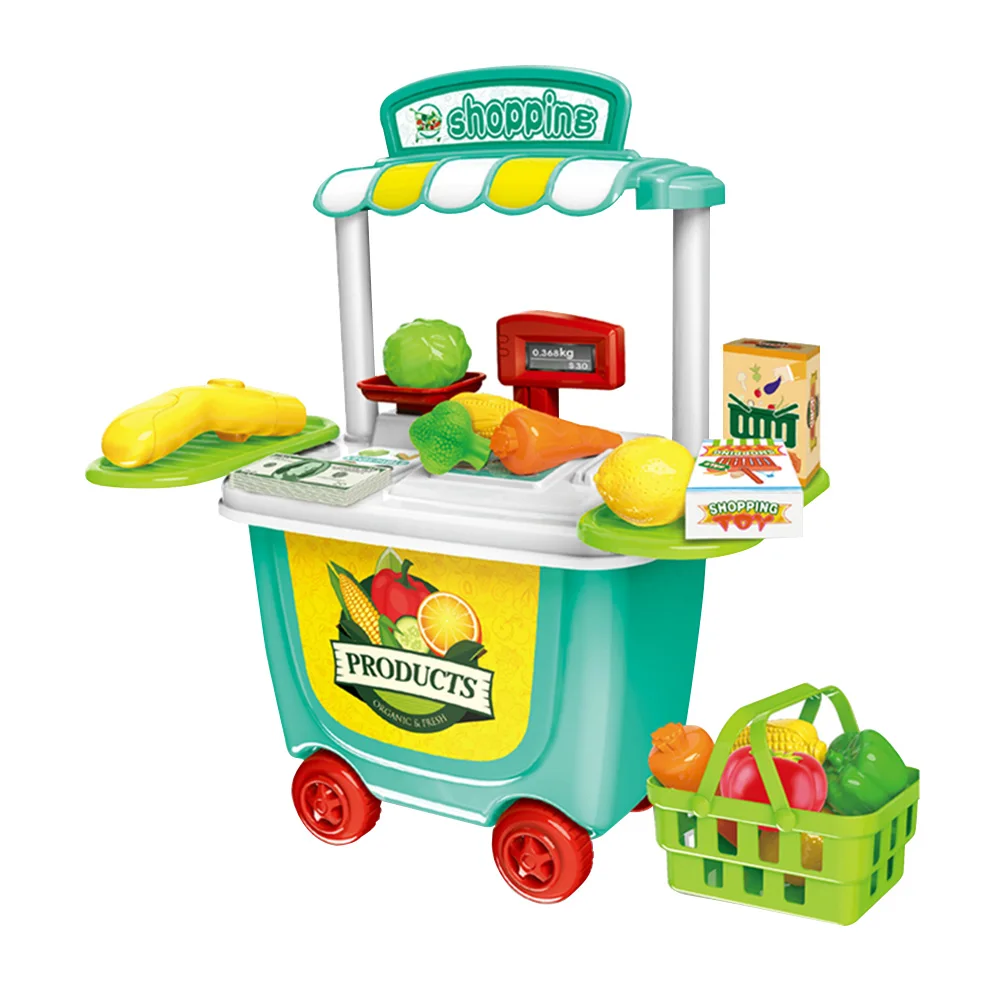 Набор игрушек для супермаркетов, кухонный игровой набор, пластиковая забавная тележка с колесом для малышей, ролевые игры, Образовательное моделирование мороженого - Цвет: Supermarket