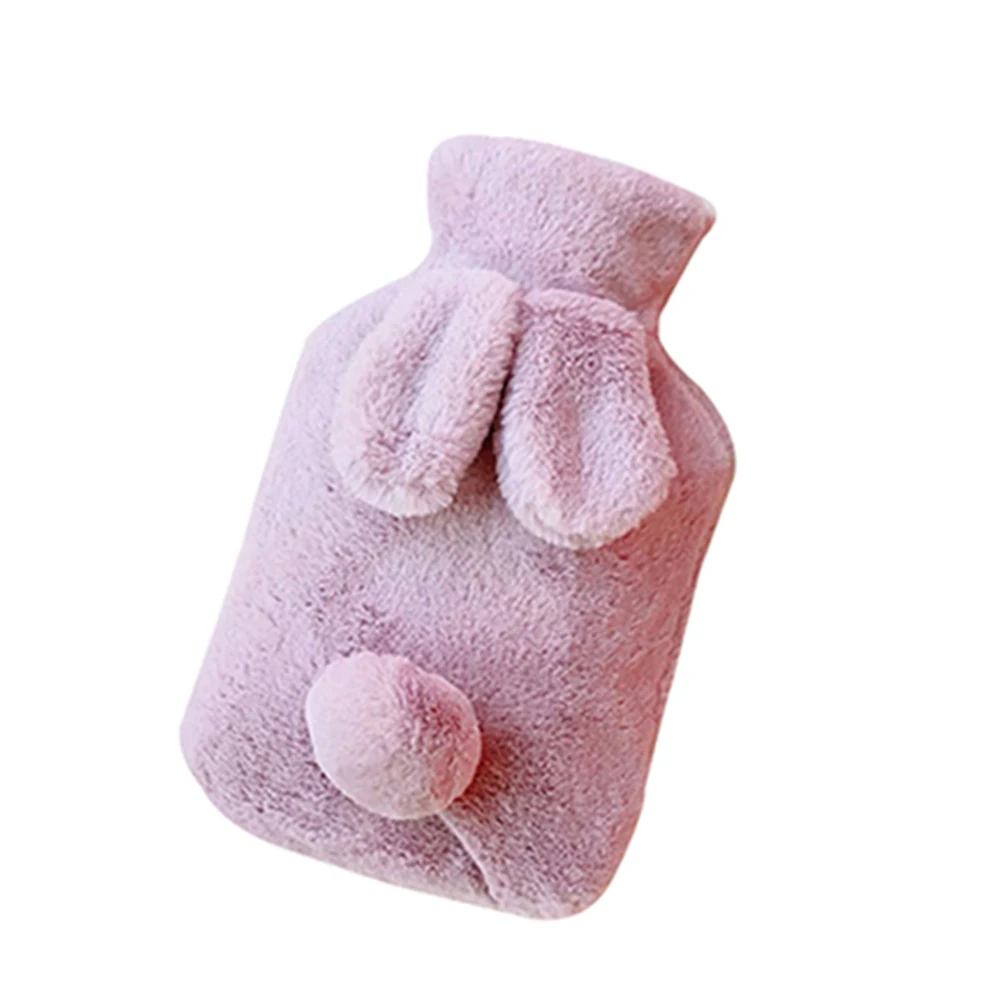Warm Water Bag Hand Warmer Household Warming Hot Water Bottles with Rabbit Ear Cover new - Цвет: Purple