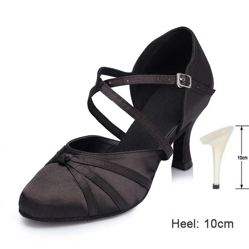 Black 10cm heel HROYL Для женщин Латинская танцевальная обувь для девушек и женщин; Крытый Танго современный Танцы обувь 10/8. 5/7. 5/6/с каблуком высотой 5 см; - Цвет: Black 10cm heel