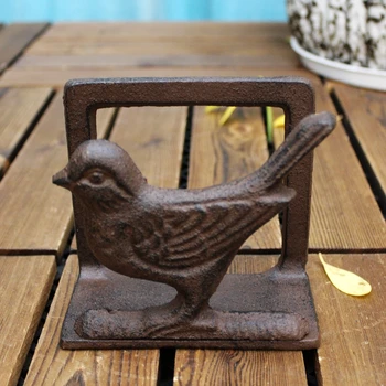 

Rustic Bird Cast Iron Business Card Holder European Home Kitchen Tabletop Cat Fork Spoon Metal Napkin Tissue Paper Holder Rack