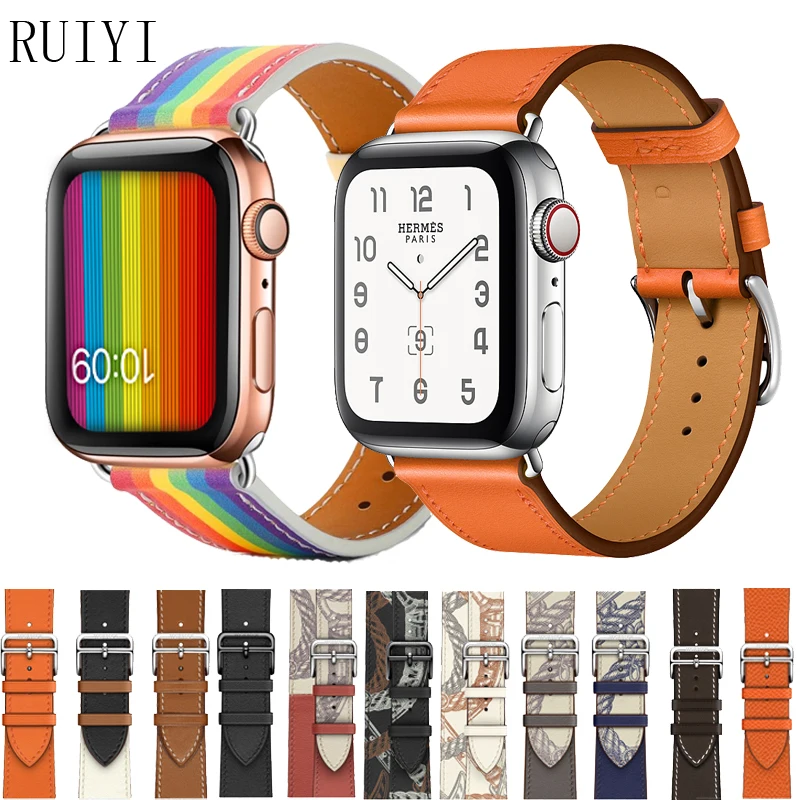 

Leather Strap for Apple Watch Band 44mm 40mm 42mm 38mm Single Tour Correa Bracelet Watchband Iwatch Series 5/4/3/2/1 Accessories