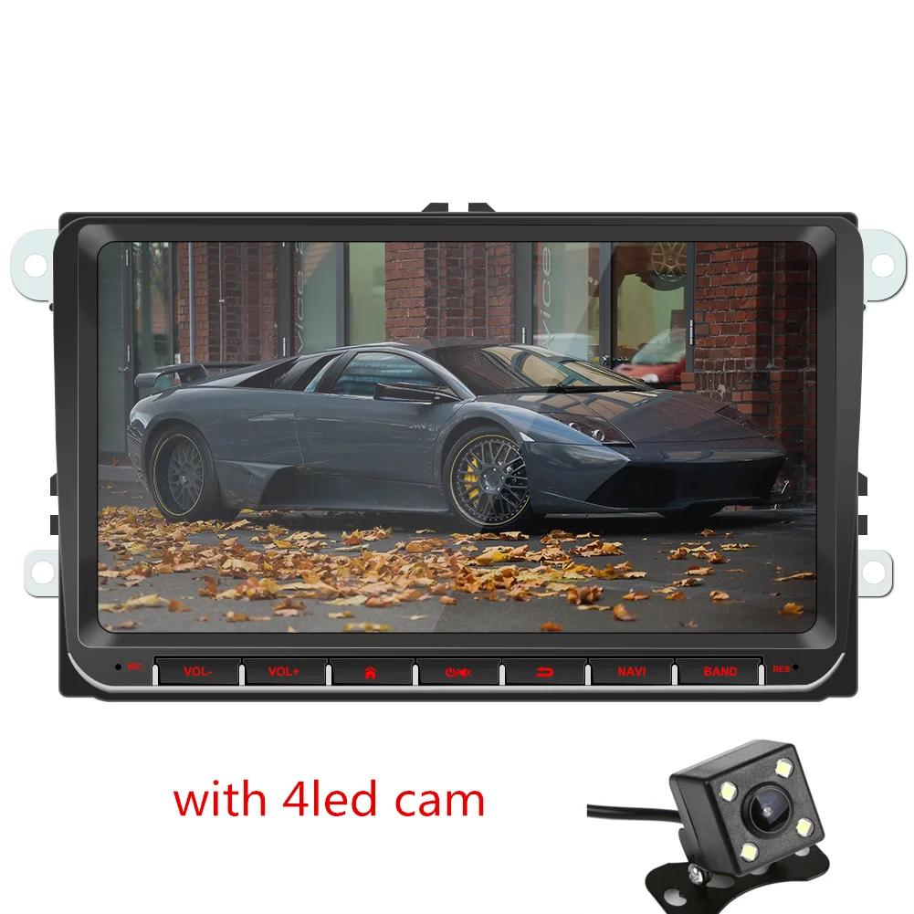 with 4led cam Автомагнитола стерео 9 дюймов емкостный сенсорный экран Высокое разрешение gps навигация Bluetooth USB плеер Android 8,1 авторадио для VW - Цвет: with 4led cam