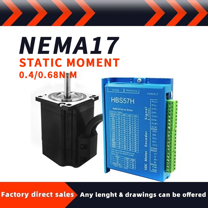 

Комплект шаговых двигателей с замкнутым контуром NEMA17 hbs57, высокоскоростной, 0,4n-0,68n. m 1000, линейный кодер, номинальное значение 1000 об/мин DC24-60V
