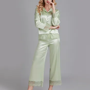 

Women Girl Silk Satin Pajamas Set Pyjama Sleepwear Nightwear Loungewear Homewear Solid Color Comfortable Soft High Quality Hot@3