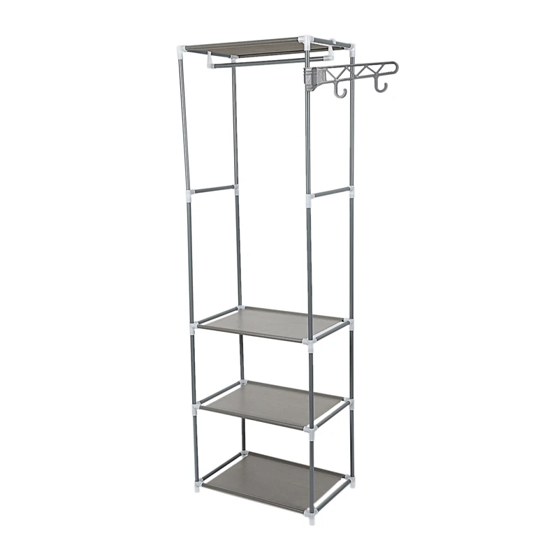 

TOP!-Simple Metal Iron Hanger Floor Clothes Hanging Storage Rack Hanger Hanger Bedroom Furniture Gray