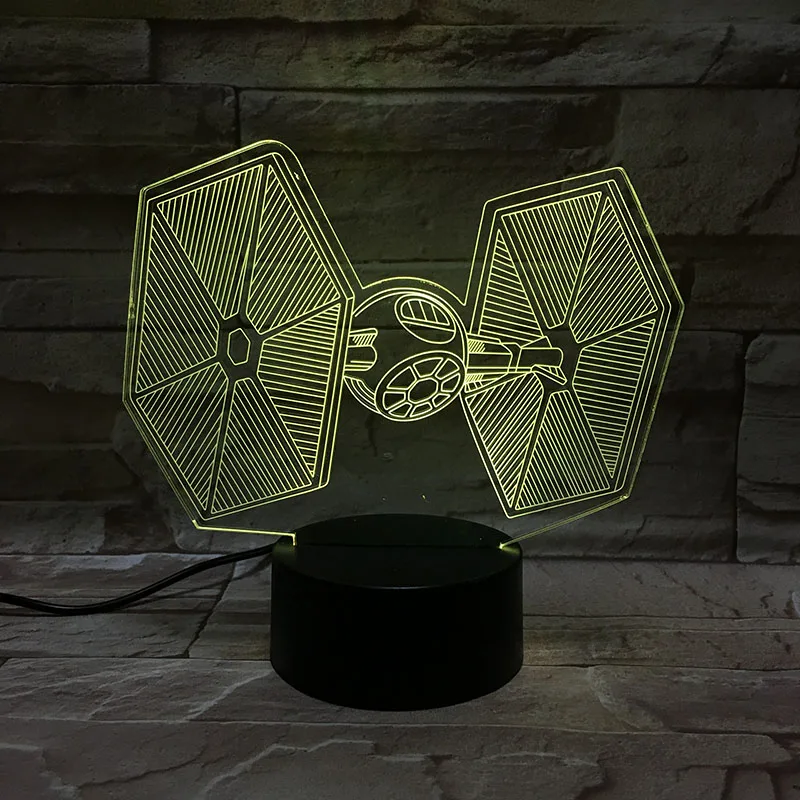 Звездные войны TIE Fighter TIE/LN 3d ночник для мальчика, детский подарок, декоративный светильник для спальни, злой глаз, Звездный истребитель, 3d светодиодный ночной Светильник