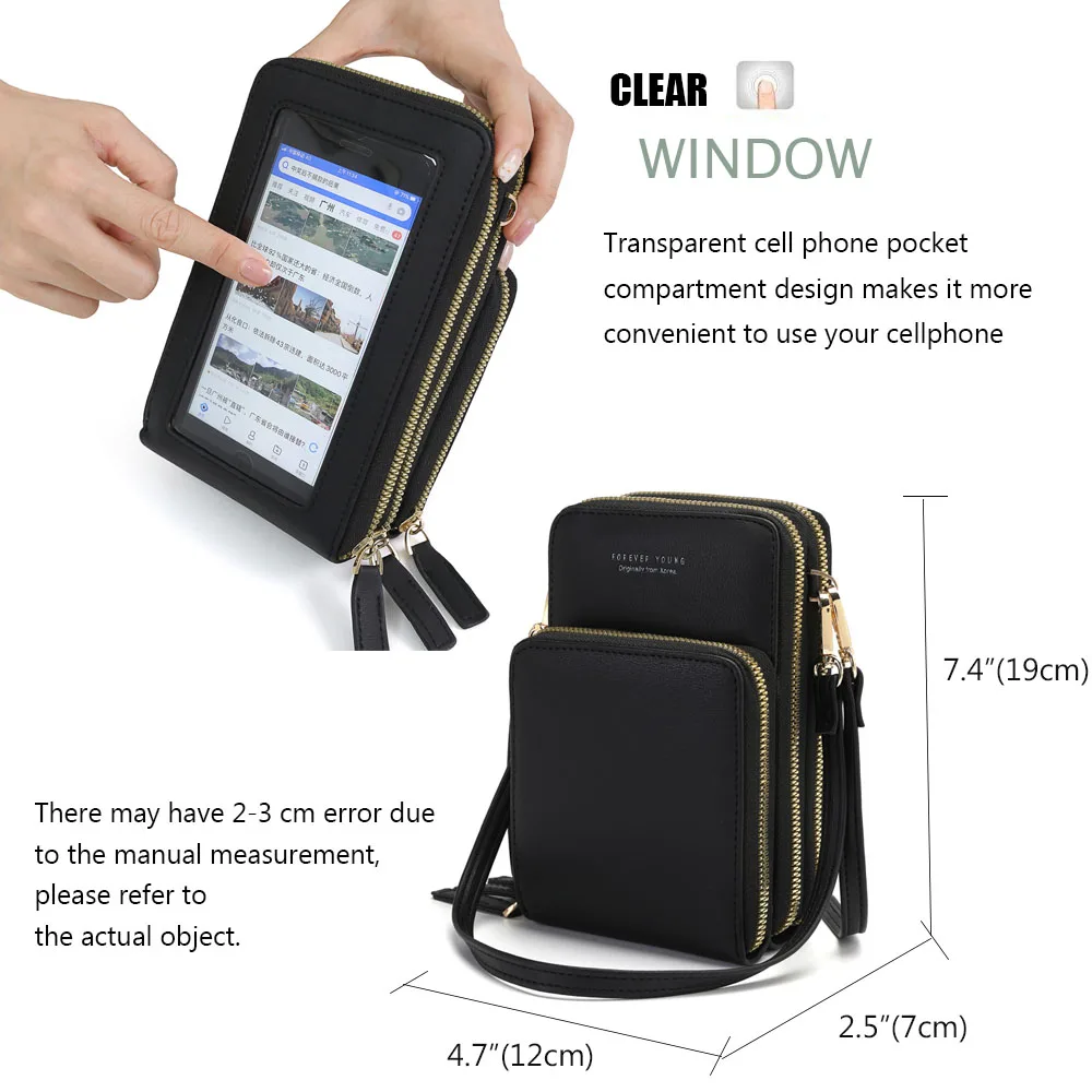 Drop Shipping Crossbody Cellphone Purse Women Touch Screen Bag RFID Blocking Wallet Shoulder Handbag 2