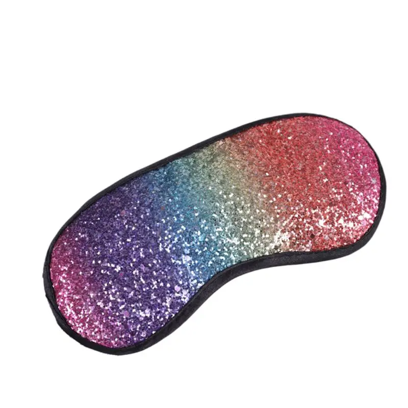 Women Girls Sweet Glitter Sequins Sleeping Eye Mask Gradient Rainbow Blindfold - Цвет: Rainbow Colorful