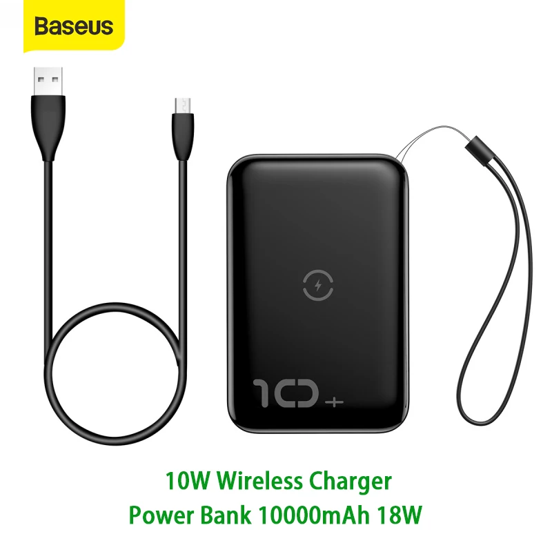 

Baseus 10000mAh Power Bank Qi Wireless Charger Portable External Battery PD Fast Charging Portable Powerbank Fast Charger For IP