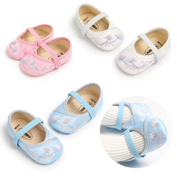 

Autumn Baby Girl Anti-Slip Casual Walking Shoes Floral Embroidery Design Sneakers Soft Soled Walkers Shoes New 528