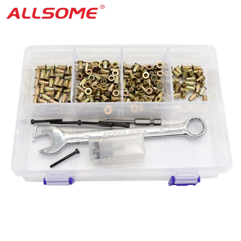 

ALLSOME Hand Rivet Nut Gun Head with 100 pcs nuts Simple rivet nut installation Manual Riveter Nut Tool Accessory M3 M4 M5 M6
