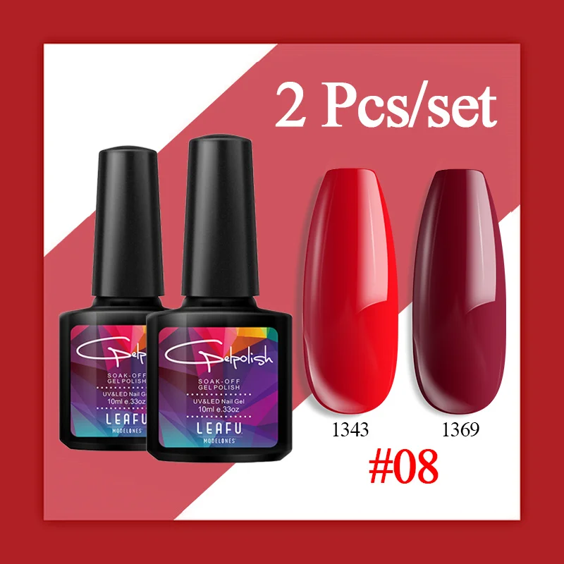 2PCS SET 08 Modelones Алмазный Блестящий светодиодный Гель-лак для ногтей Soak Off Nail Art Hybrid УФ Гель-лак для ногтей долговечный Полупостоянный неоновый лак - Цвет: 2PCS SET 08
