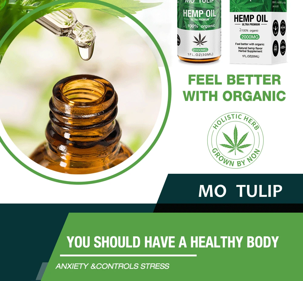 Cbd масло конопляное масло органическое эфирное масло 2000 мг травяные снять тревогу и стресс для тела Уход за кожей Спящая помощь Прямая поставка