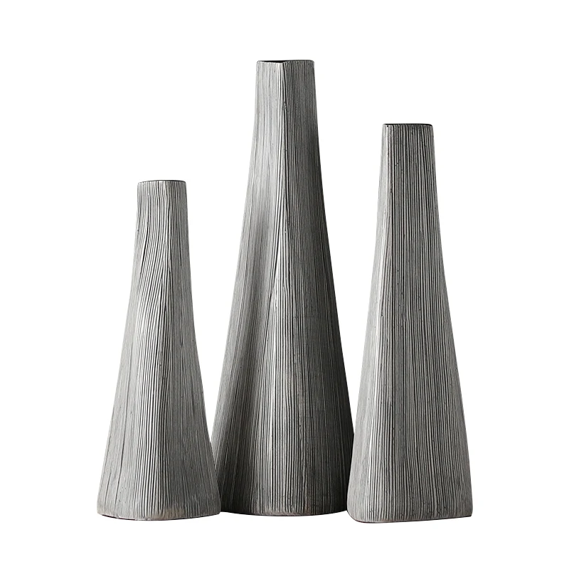 Creative Resin Vase for Home Decoration, Nordic Grey Flower Bottle, Minimalist Decor Crafts, Living Room Accessories 6
