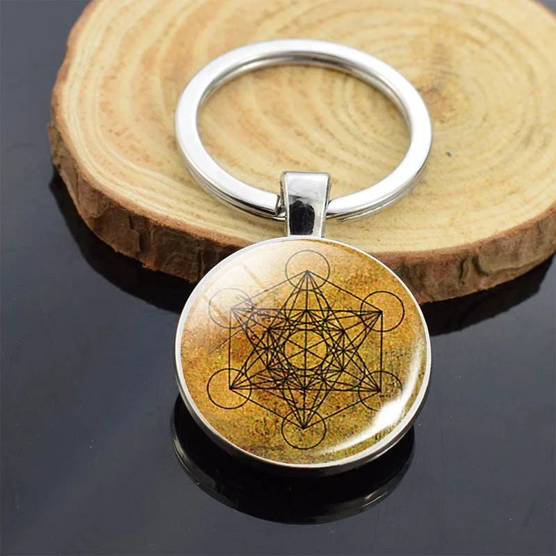 Мода Sri Yantra Мандала узор Двусторонняя бижутерия со стеклянными кабошонами подвеска буддиста брелок ручной работы для женщин мужчин индийские подарки - Цвет: As show 1