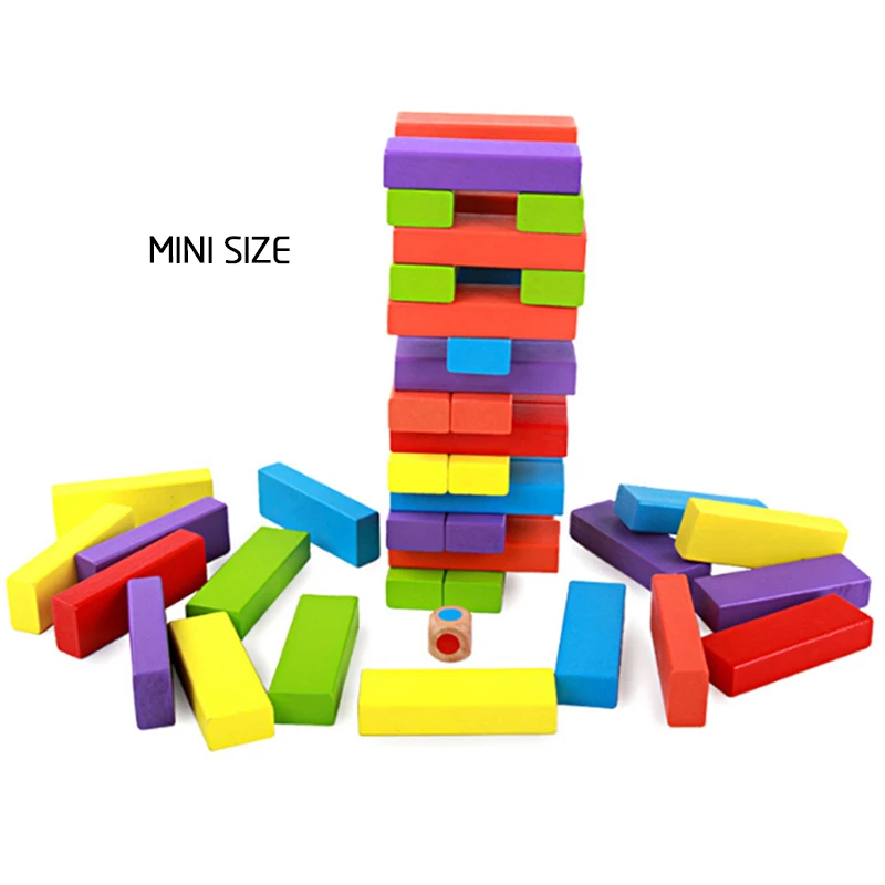 

54PCS Wooden mini Colorful Blocks Building Jenga Blocks Pulling Blocks Children Educational Toys children toys