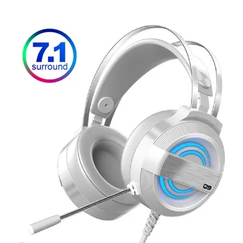 

Gaming Headset 7.1 Surround Sound PC Headphone with Noise Canceling Microphone Stereo Wired Headphones RGB Lights for Laptops