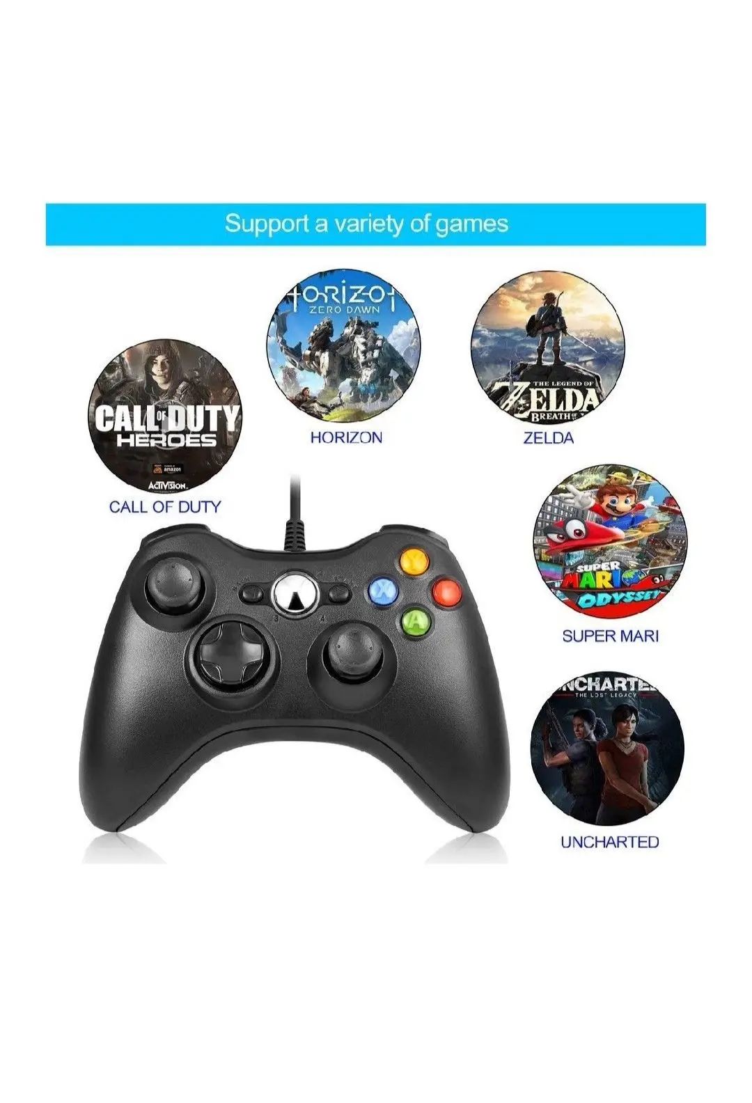 Геймпад, USB, проводной джойстик, джойстик, контроллер для microsoft, для Xbox 360, WII, PS3, для ПК, для Windows 7, Эргономичный игровой контроллер
