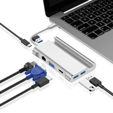 Bakeey 7 в 1 type-C usb-хаб адаптер 5 Гбит/с USB3.0 USB-C PD зарядка HD VGA 4K дисплей с удлинителем 1000 Мбит/с