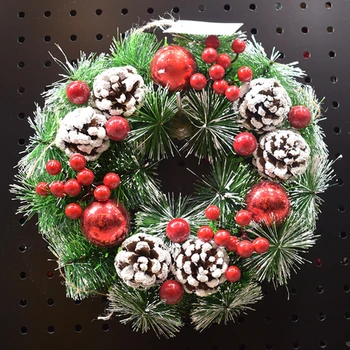 

Snowflake Needles Artificial Pinecone Christmas Wreath Garland Decoration Hanging Front Door Wall Tree Ornament